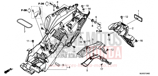 GARDE-BOUE ARRIERE CBR500RAJ de 2018